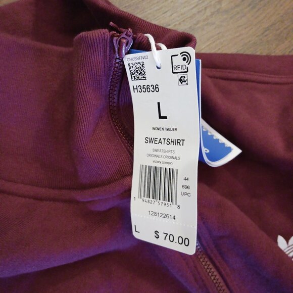 TRACKSUIT SET ADIDAS ORIGINALS VICTORY CRIMSON SWEATSHIRT FLARE PANTS NWT L XL - Picture 6 of 9